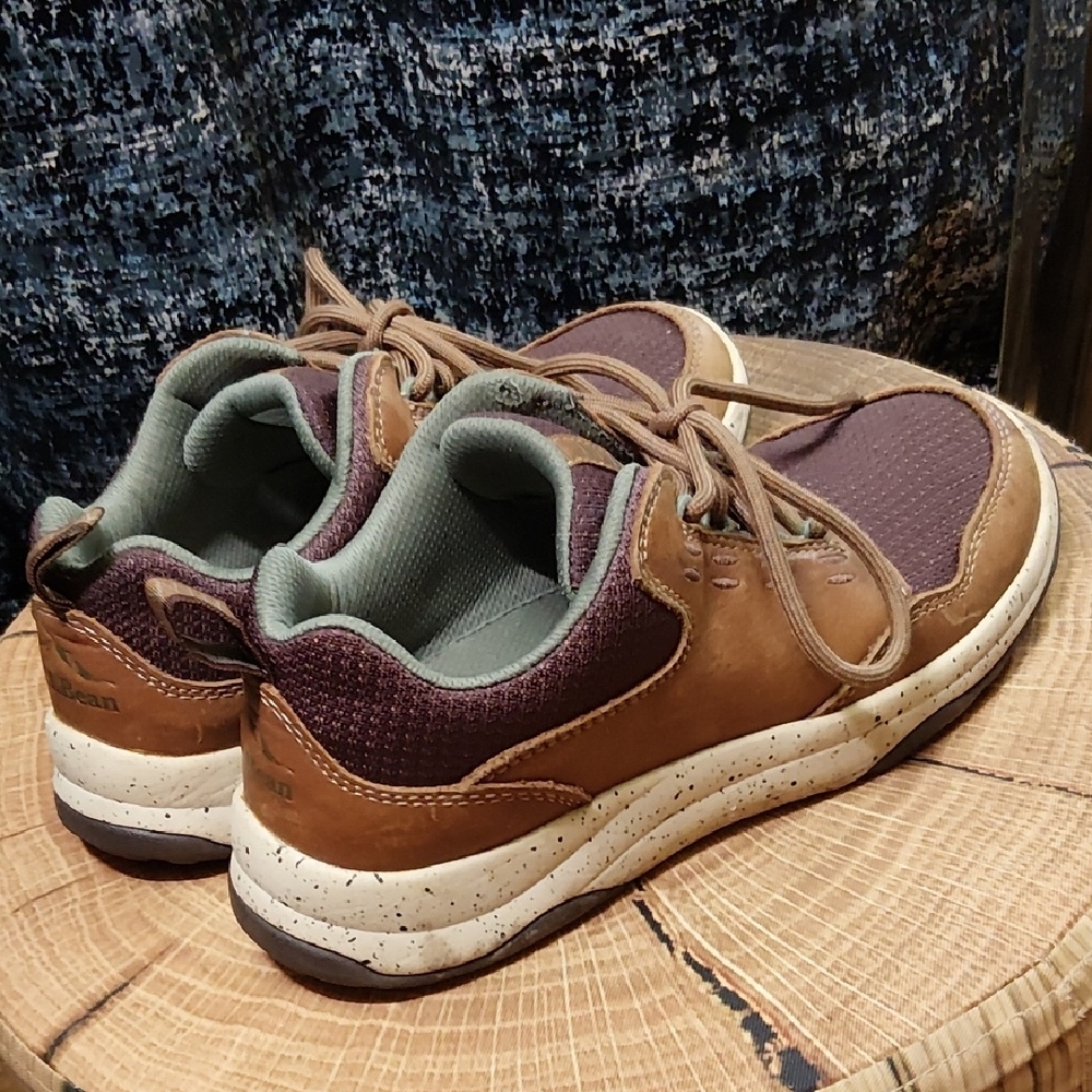 L.L. Bean Women's Brown and Green Leather Sneakers - Picture 6 of 9